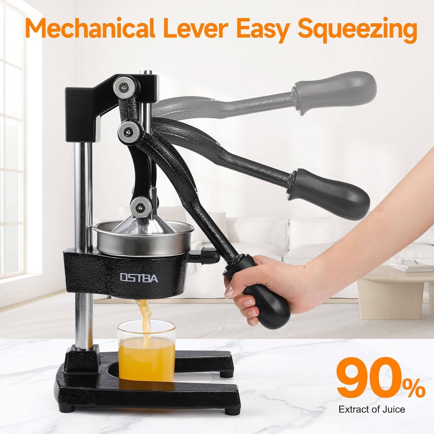 Mechanical Lever Easy Squeezing  
90% Extract of Juice
