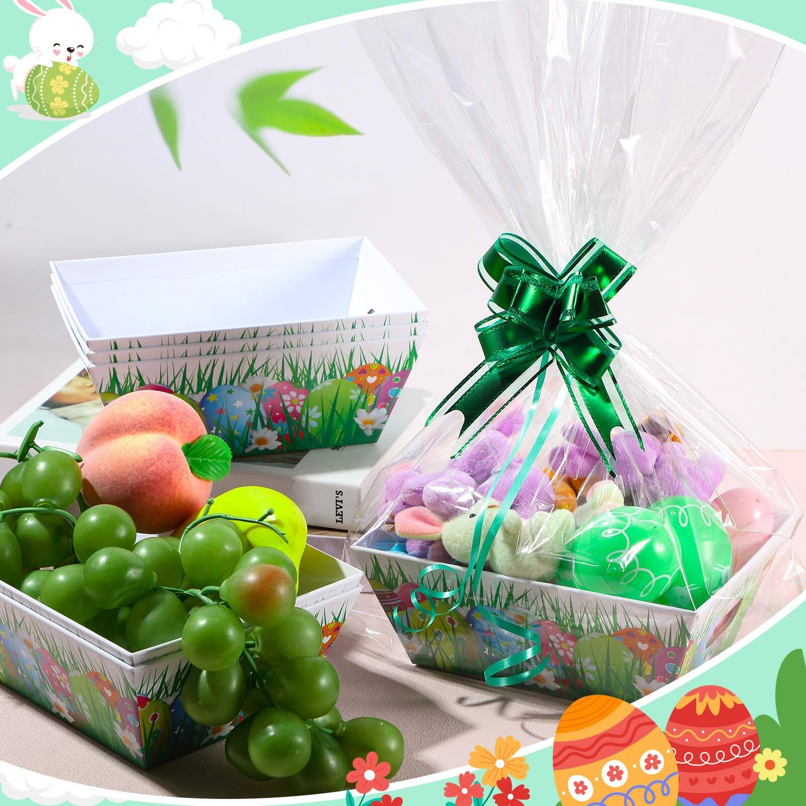 Alt View 5. Paradigms Interiors - 50 Easter Basket For Gifts Empty Include 12 8" X 6" 3" Gift To Fill With 18 Pull Bows And 20 Clear Plastic ... - Default.