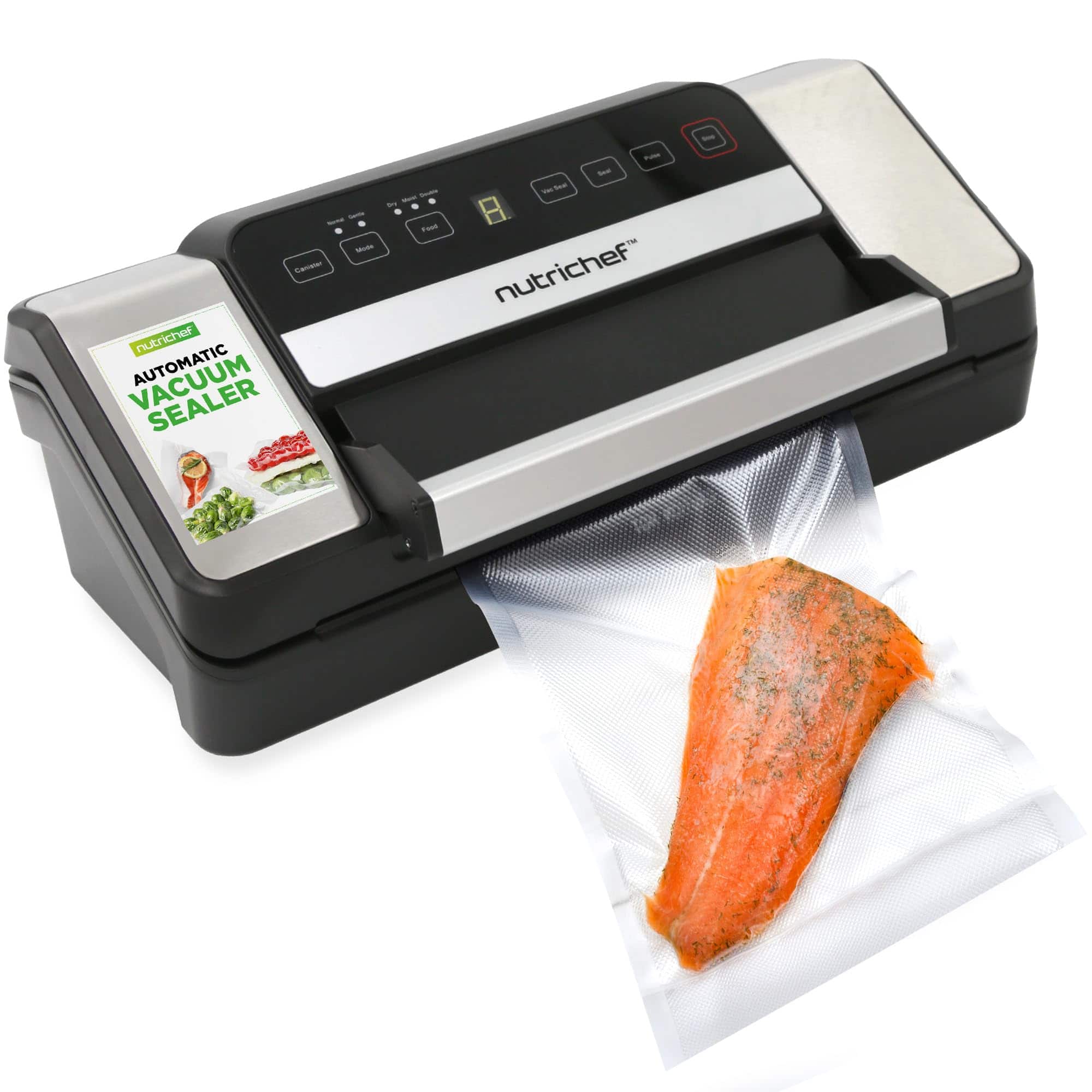 NutriChef - Vacuum Sealer for Food (80Kpa) – Dry - Black