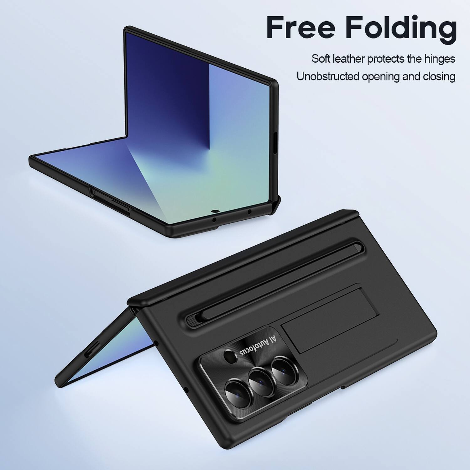 Free Folding  
Soft leather protects the hinges  
Unobstructed opening and closing  
AI Autofocus