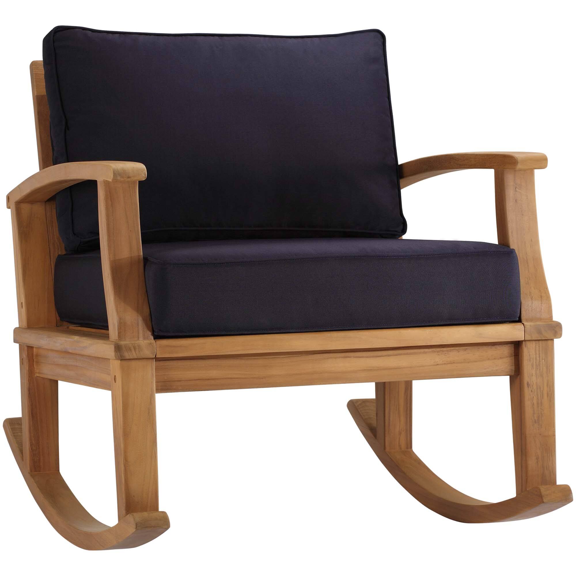 Angle. Modway - Marina Outdoor Patio Teak Rocking Chair by Modway - Natural Navy.