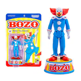 Syndicate Collectibles - Bozo The Clown 3.75-Inch Retro Action Figure With Base - Blue