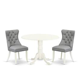 East West Furniture - 3 Piece Dinette Set for Small Spaces Consists of a Round Dining Table - White