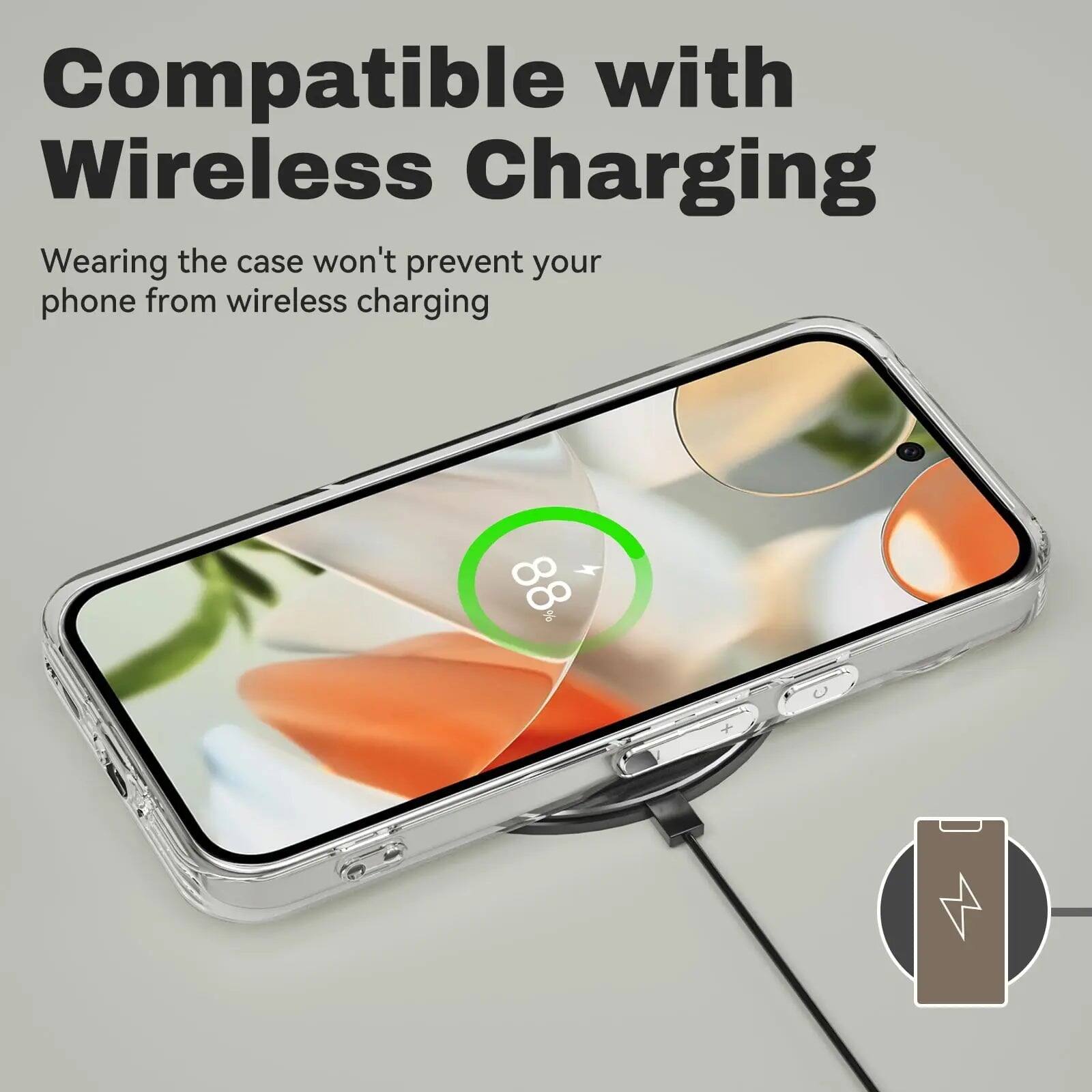 Compatible with Wireless Charging  
Wearing the case won't prevent your phone from wireless charging