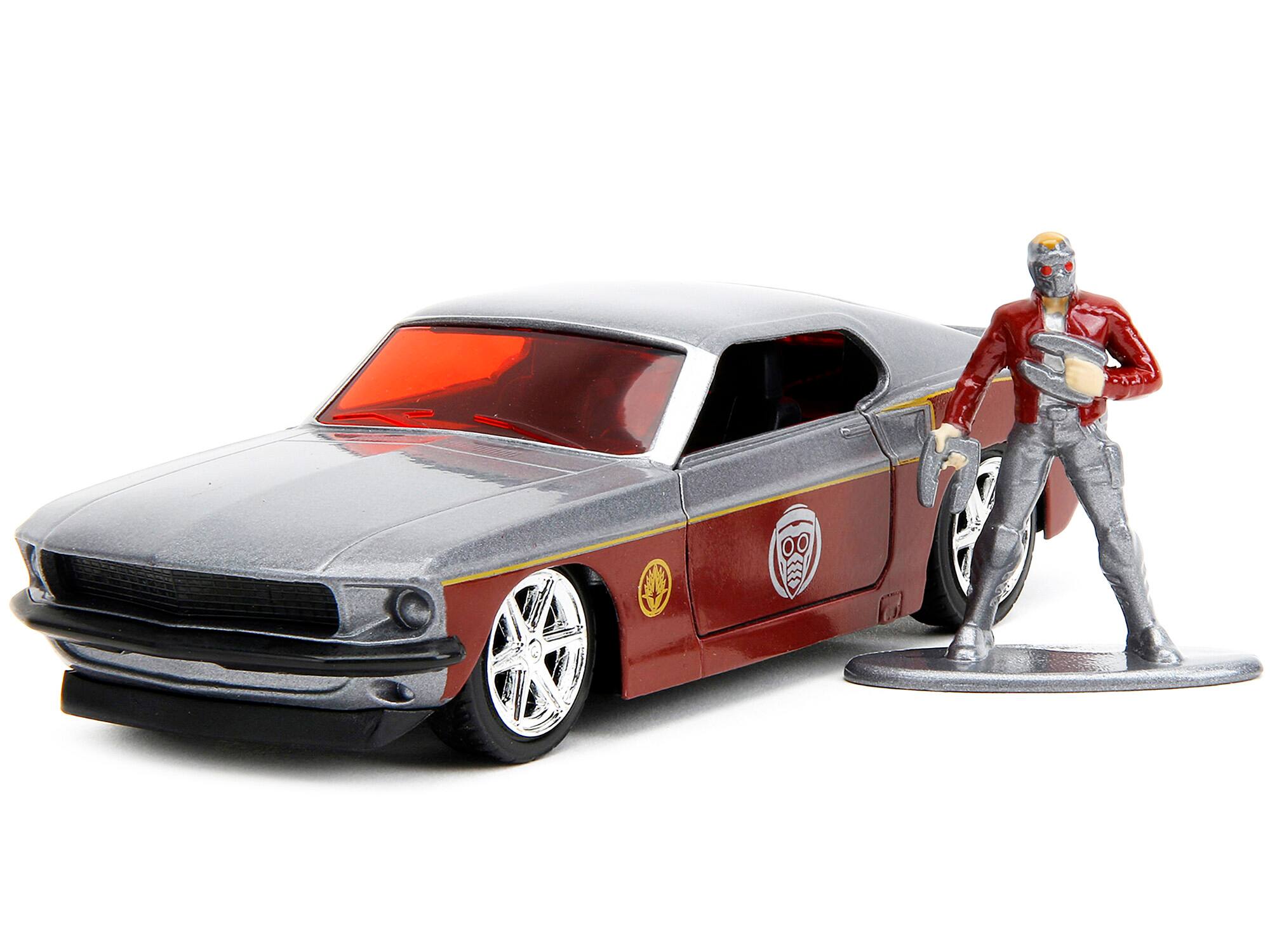 Alt View 6. Jada - 1969 Ford Mustang Silver Met. and Dark Red and Star Lord Figure "Marvel Guardians of the Galaxy" 1/32 Model Car by Jada.