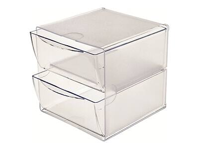 Alt View 5. Deflecto - Cube 2 Compartment Stackable Plastic Storage Drawers, Clear - Clear.