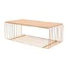 Front. LeisureMod - Walden Modern Ash Wood Veneer Coffee Table with Powder Coated Steel Base for Home Living Room - Gold.
