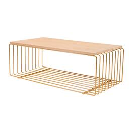 LeisureMod - Walden Modern Ash Wood Veneer Coffee Table with Powder Coated Steel Base for Home Living Room - Gold