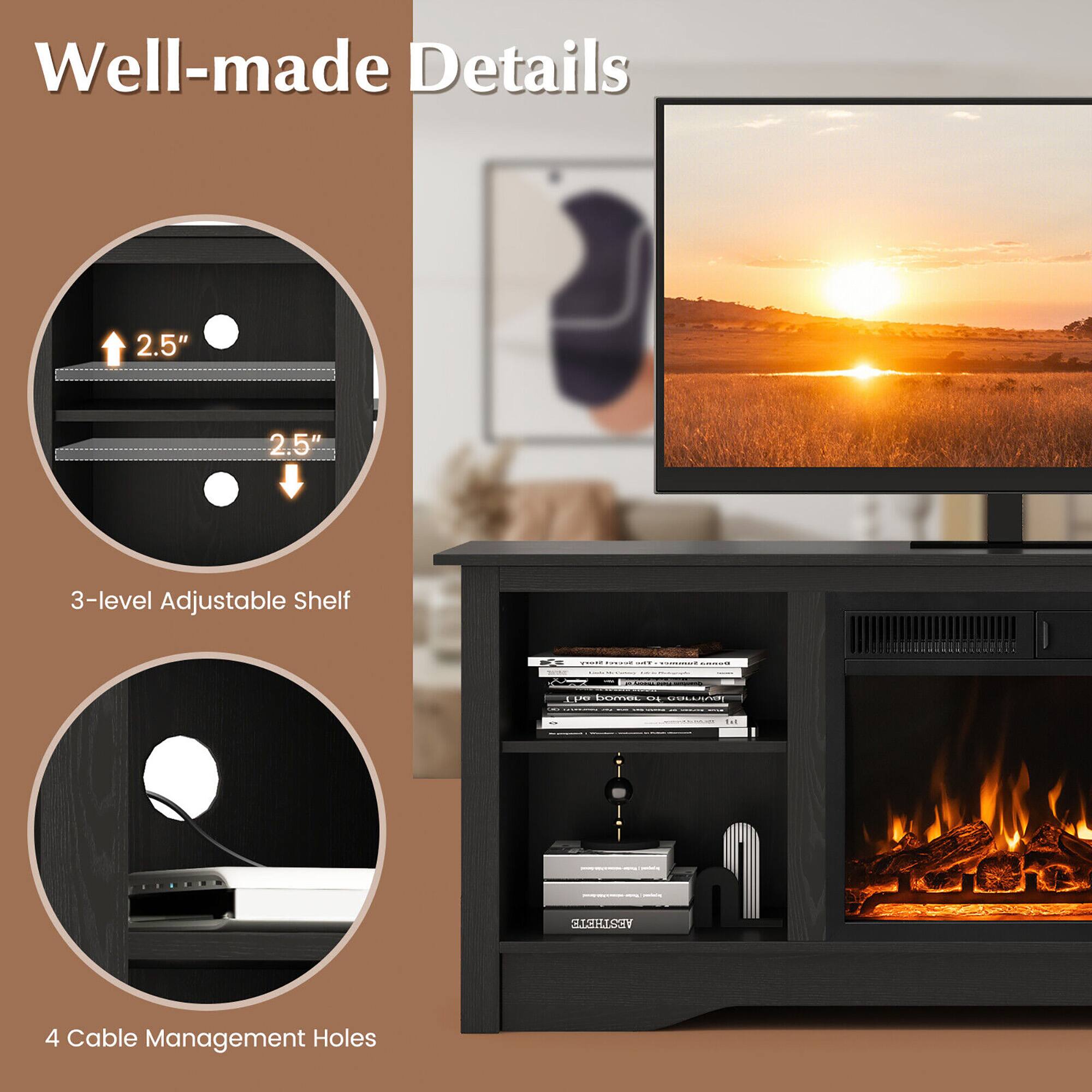 Well-made Details

- 3-level Adjustable Shelf
  - 2.5"
  - 2.5"

- 4 Cable Management Holes