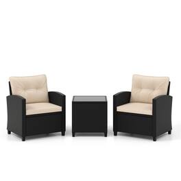 Boyel Living - 3 Pieces Patio Furniture Set with Tempered Glass Coffee TableOff 30.0-in L x 26.0-in W x 25.5-in H - White