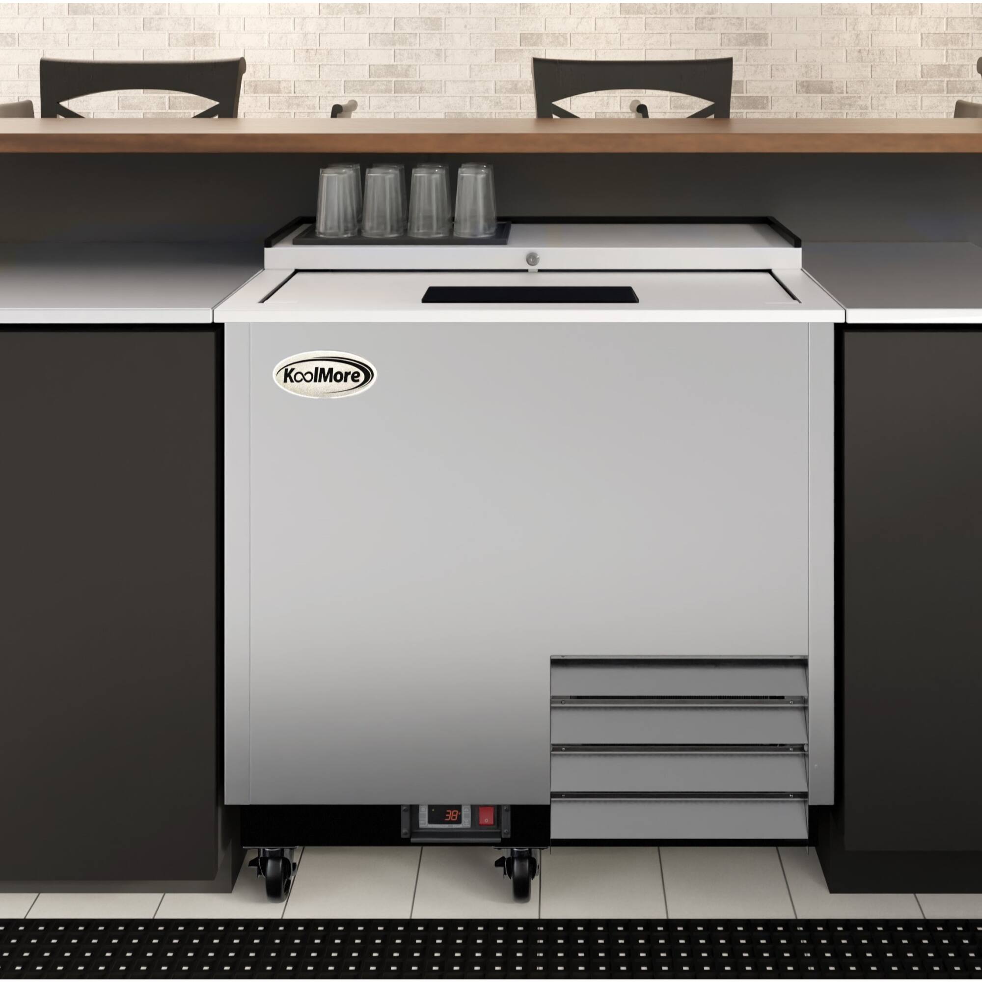 Back. Koolmore - 36 in. Commercial Glass Froster in Stainless Steel, ETL Listed, 9 cu. ft. (KM-GF36-SS) - Stainless steel.