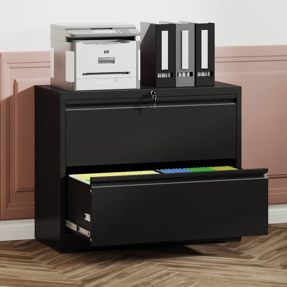 Front. Loheer - Loheer 2 Drawer Lateral File Cabinet Metal Filing Cabinet with Lock for Home Office Letter Legal Wide Storage.