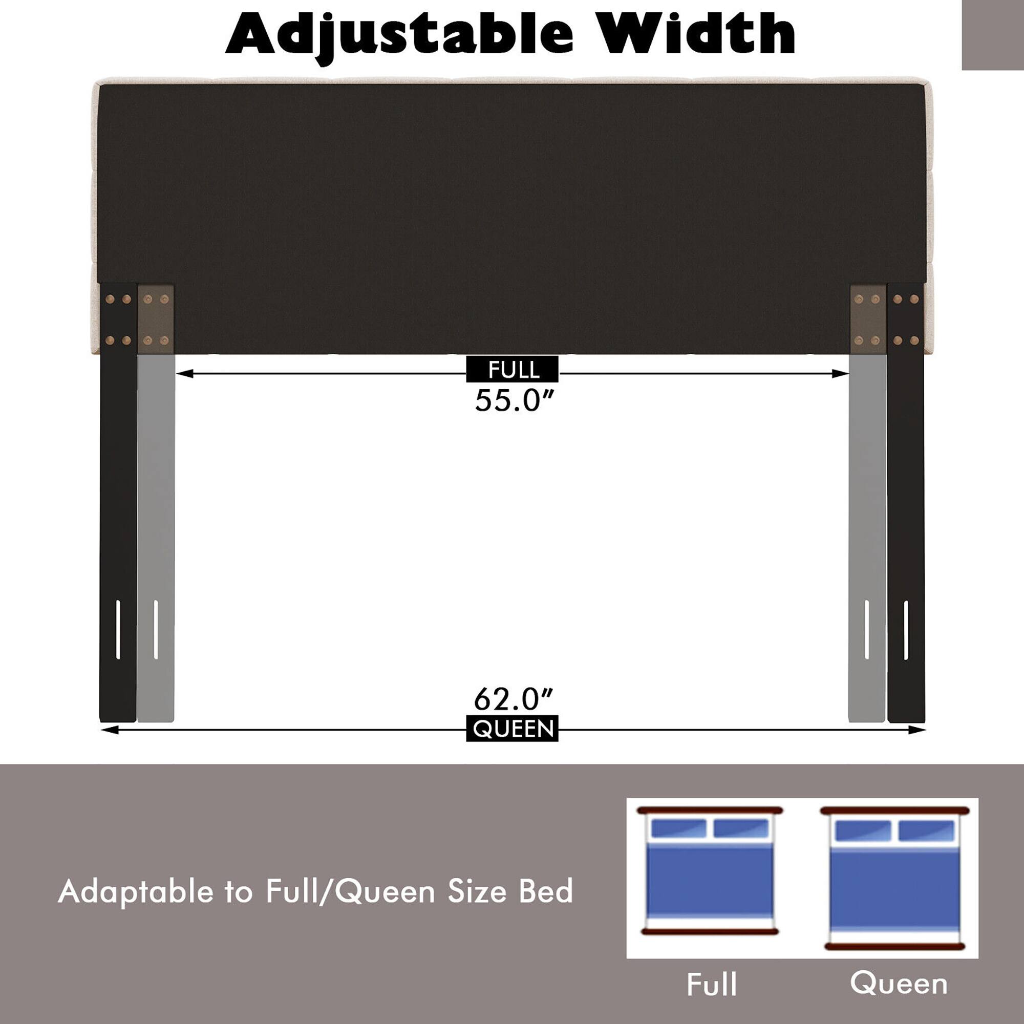 Adjustable Width

FULL 55.0"  
QUEEN 62.0"

Adaptable to Full/Queen Size Bed

Full  
Queen