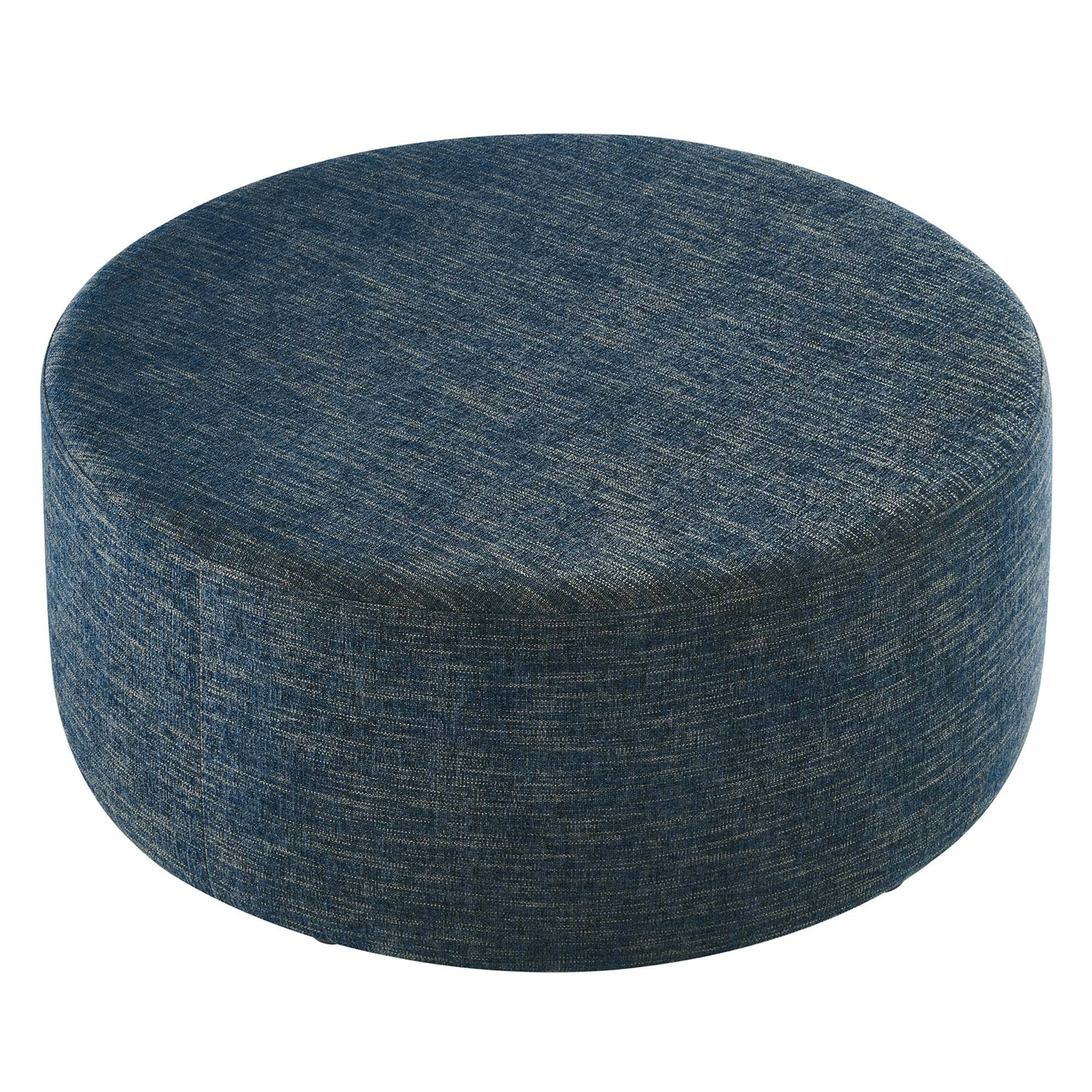 Alt View 2. Modway - Callum Large 38" Round Woven Heathered Fabric Upholstered Ottoman by Modway - Heathered Weave Azure.