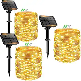 Schertz - Warm White, 3-Pack of Waterproof Outdoor Solar Fairy Lights, Totaling 147FT - Warm White 3 pack
