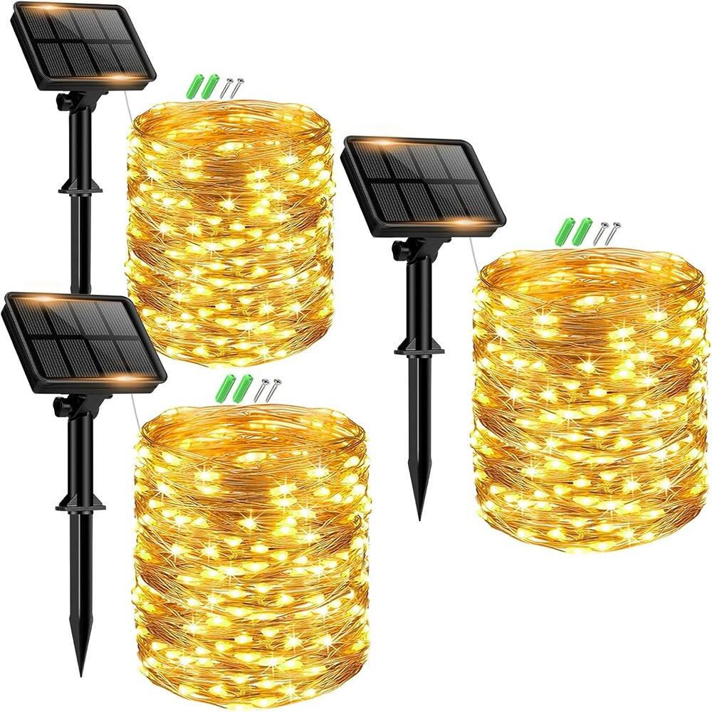 Schertz - Warm White, 3-Pack of Waterproof Outdoor Solar Fairy Lights, Totaling 147FT - Warm White 3 pack