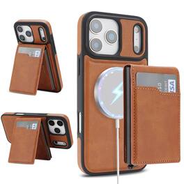 Dteck - Magnetic Wallet Case for Apple iPhone 17 Pro Max,Mag Safe Shockproof Phone Cover with Detachable Pop-Up Card Holder - Brown