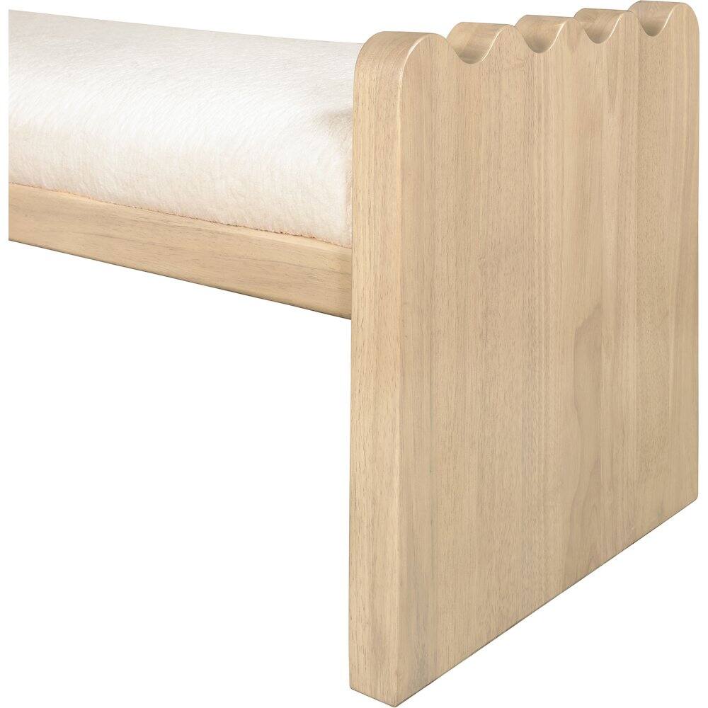 Alt View 4. Meridian Furniture - Sonia Cream Velour Fur Fabric Bench - Beige.