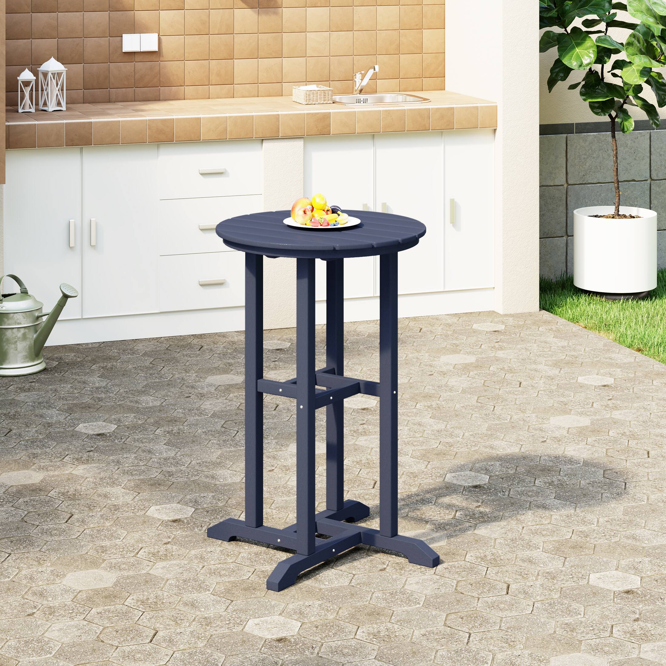 Angle. WestinTrends - WestinTrends Malibu 37" Counter Height Round Outdoor Patio Bistro Bar Table - Navy Blue.