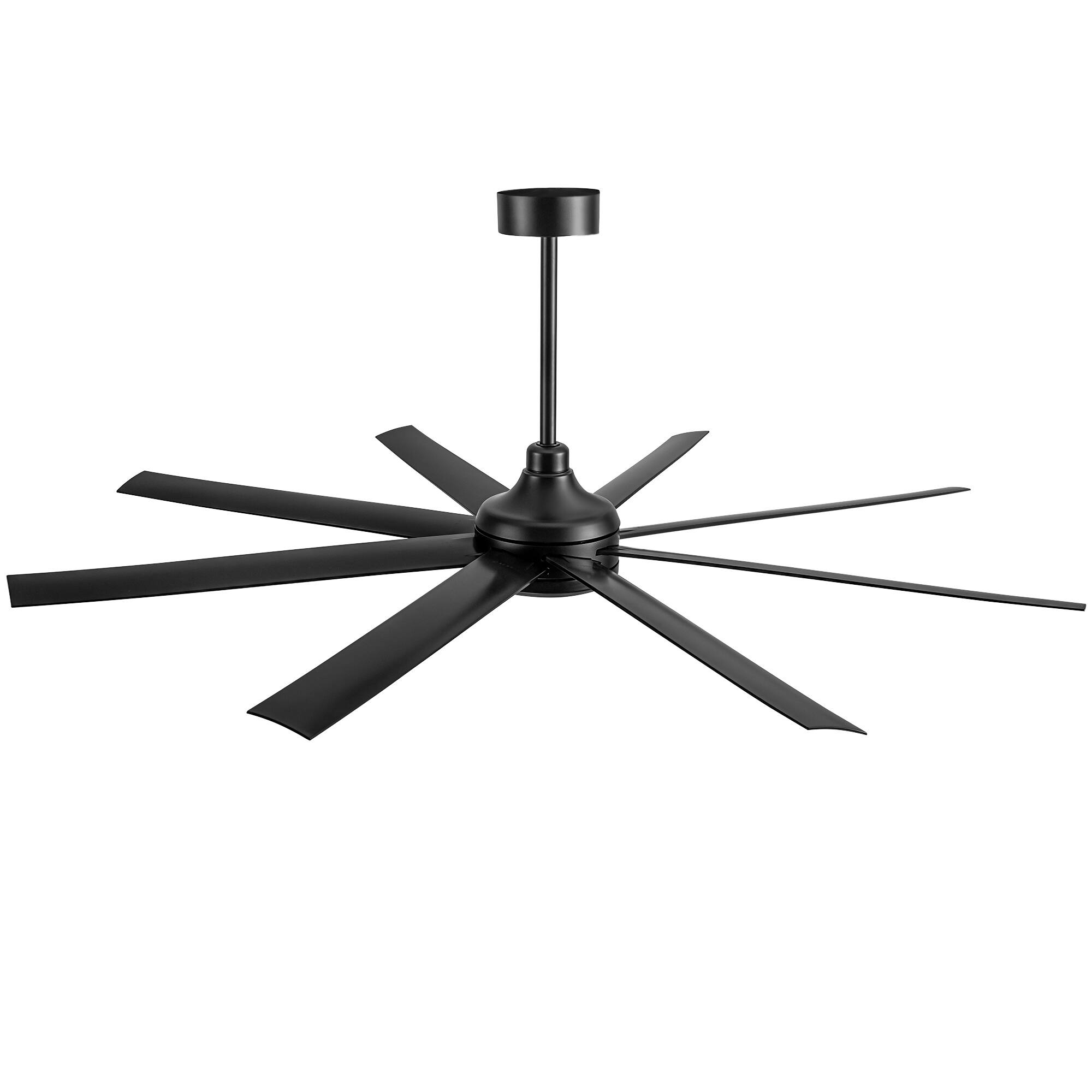 Alt View 9. Breezary - Breezary 65-In Traditional No-Light Ceiling Fan with 8 ABS Blades, 2 Downrods, 6-Speed DC Motor and Remote Control - Matte Black.