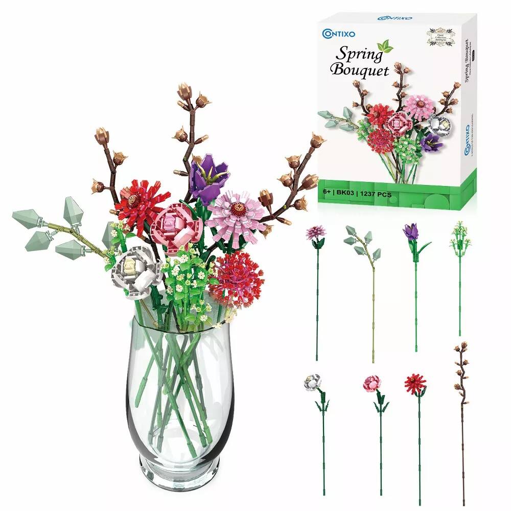 Sure, here is the corrected and grouped text:

**Product Name:**
- Spring Bouquet

**Brand:**
- NTIXO

**Set Information:**
- 6+ | BK03 | 1237 PCS

**Additional Text:**
- Spring Bouquet