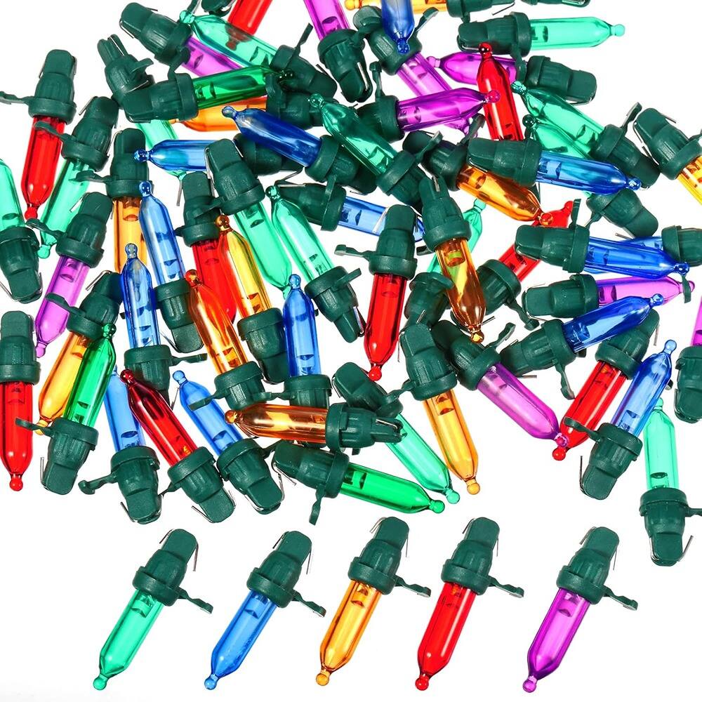 Alt View 1. MOSZAR LLC - 60-Pack Mini LED Christmas Replacement Bulbs, Multicolor, Green BaseC.