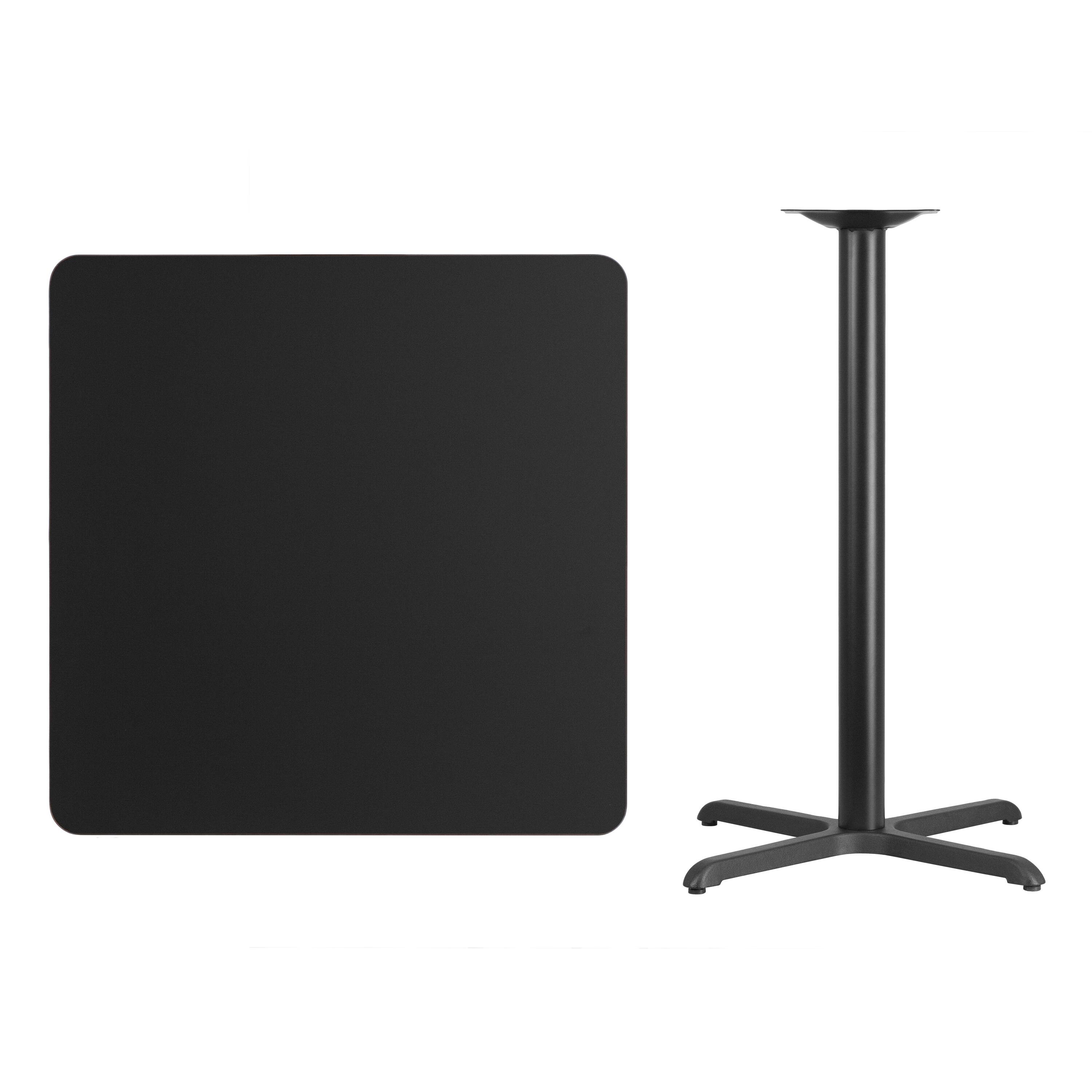 Alt View 2. Emma + Oliver - 36" Square Laminate Table Top with 30"x30" Bar Height Table Base - Black.
