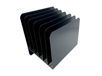 Alt View 3. Huron - Vertical 6-Compartment Steel Desk Organizer - Black.