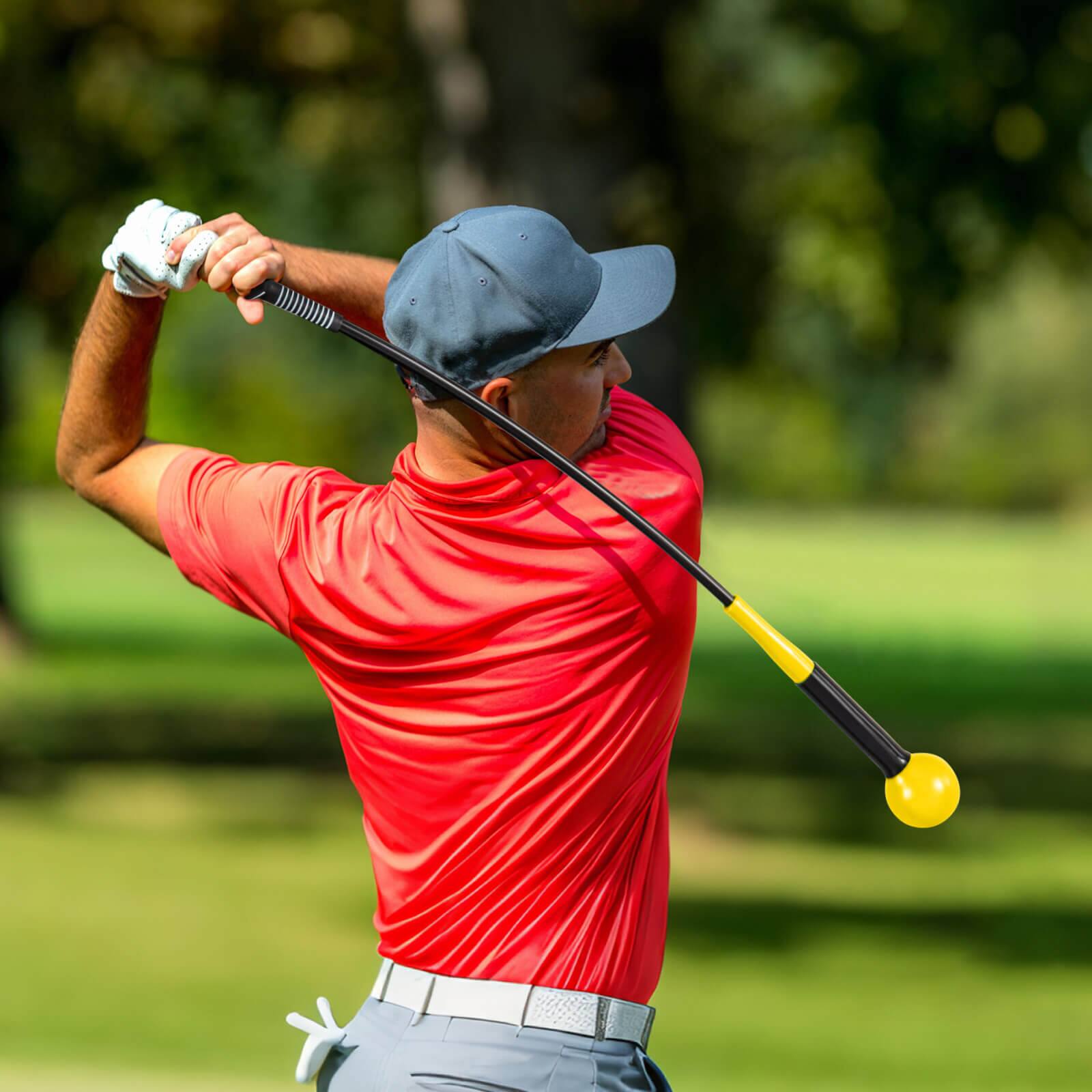 Alt View 1. Costway - Costway 40" Golf Swing Trainer Aid with Weighted Head for Grip Rhythm Flexibility Balance - Yellow.