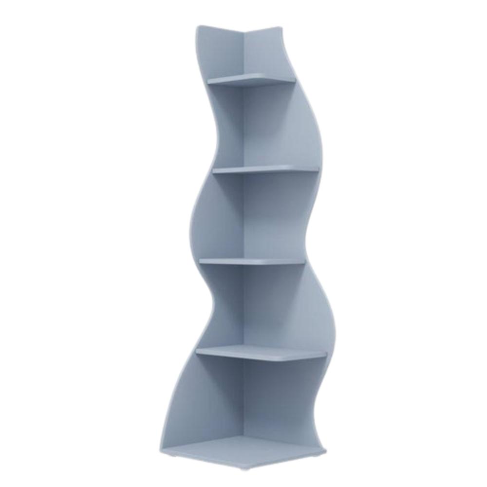 Hivvago - Modern Whimsical 5 Shelf Corner Bookcase Stand Wood Finish - Blue