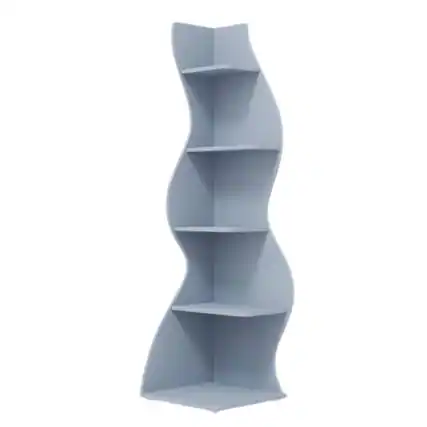 Front. Hivvago - Modern Whimsical 5 Shelf Corner Bookcase Stand Blue Wood Finish - Blue.
