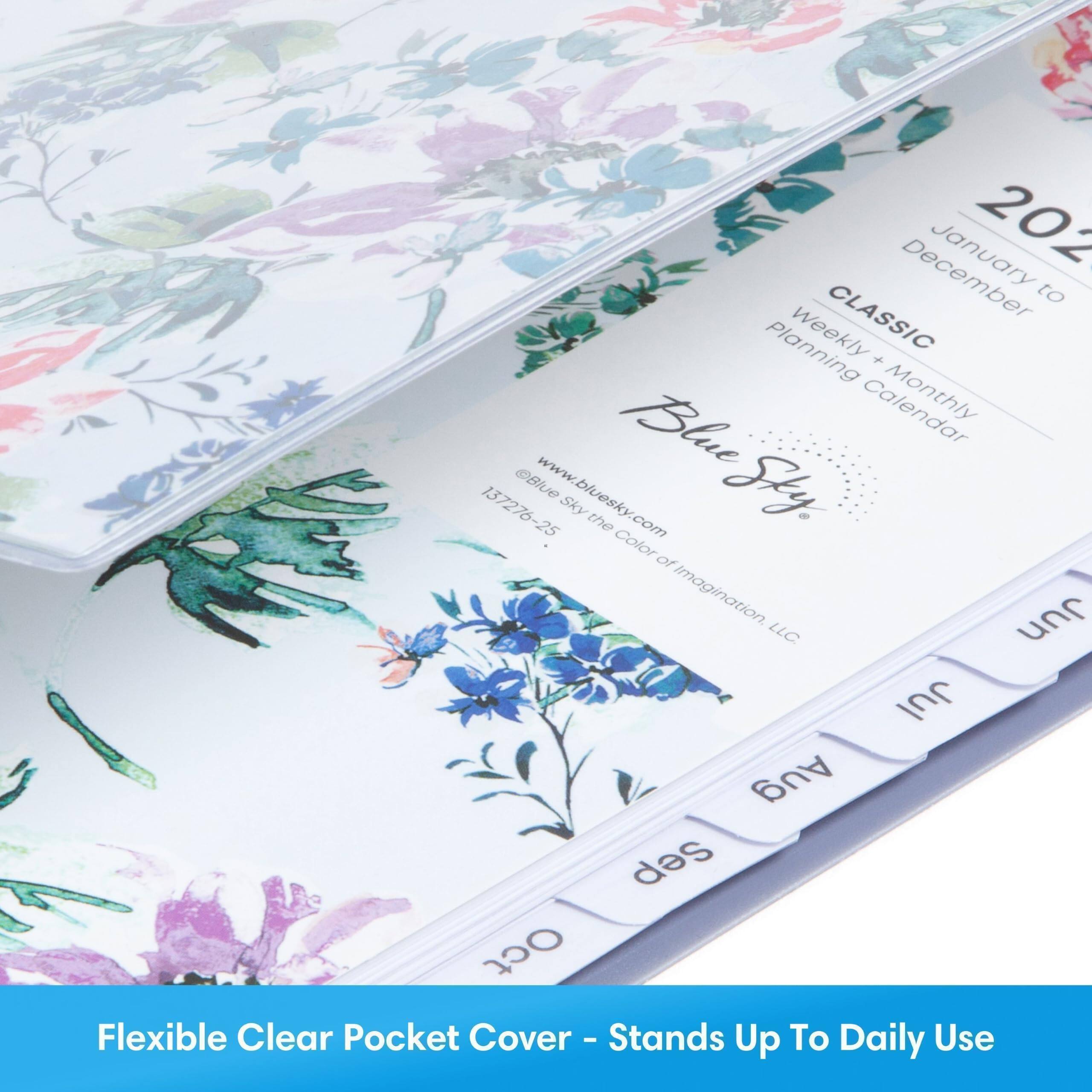 December 2020 to Weekly CLASSIC + Blue Monthly Blue www.bluesky.com Sky Sky. 137276-25 the Color of Imagination. LLC. Jun Jul Aug Sep Oct Flexible Clear Pocket Cover - Stands Up To Daily Use
