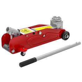 Homcom - Ton Low Profile Hydraulic Floor Jack, Heavy Duty Steel Racing Car Jack - Red