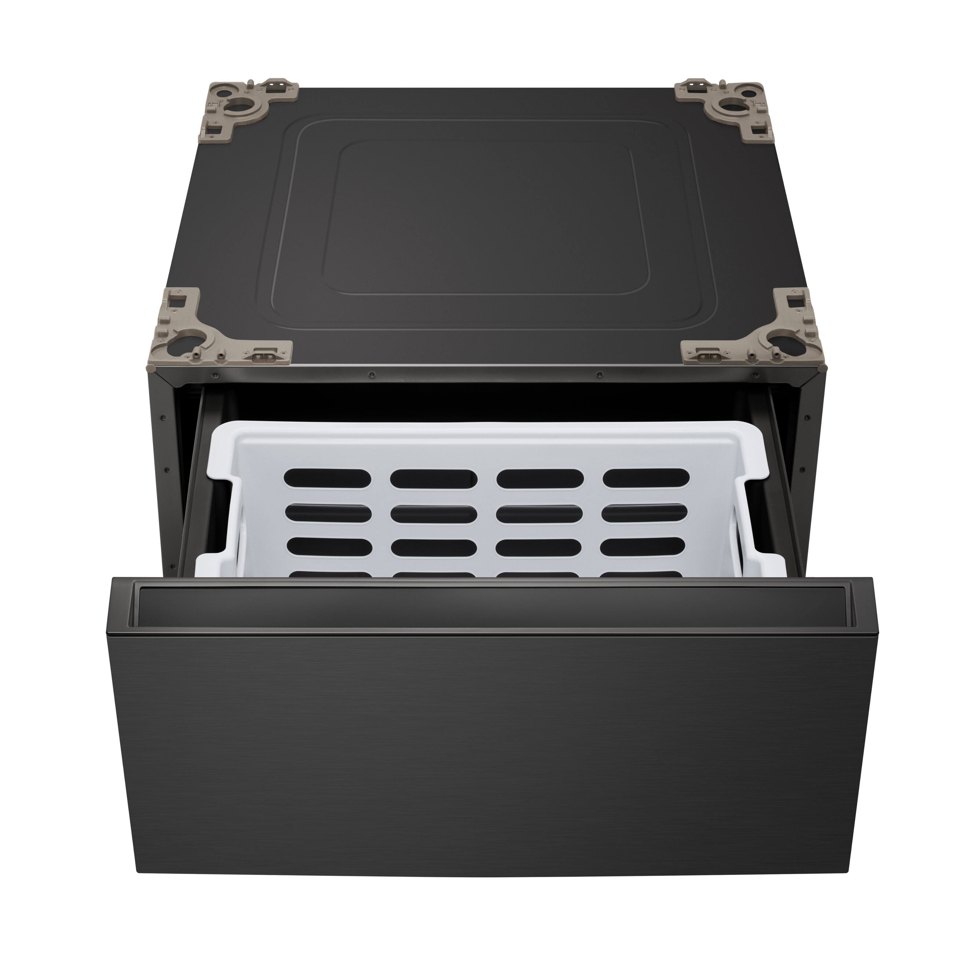 Back. LG - SIGNATURE 29" Laundry Pedestal with Storage Drawer - Brushed Black Steel.