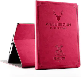 DuraSafe Cases - iPad Pro 11" 2nd Gen 2020 Deer Print Smart Folio with Auto Sleep/Wake A2228 A2068 A2230 A2231 A2377 A2459 A2301 A2460 - Rose Red