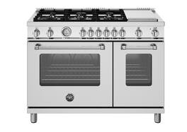 Bertazzoni - 48" Master Series range - Gas Oven - 6 aluminum burners + griddle - LP version - Stainless Steel