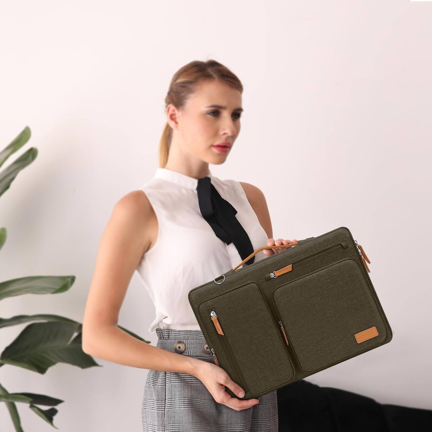Angle. mosiso - 360 Protective Laptop Shoulder Bag 17-17.3 inch for MacBook, HP, Dell, Lenovo, Asus Notebook Messenger Bag - Carob Brown.