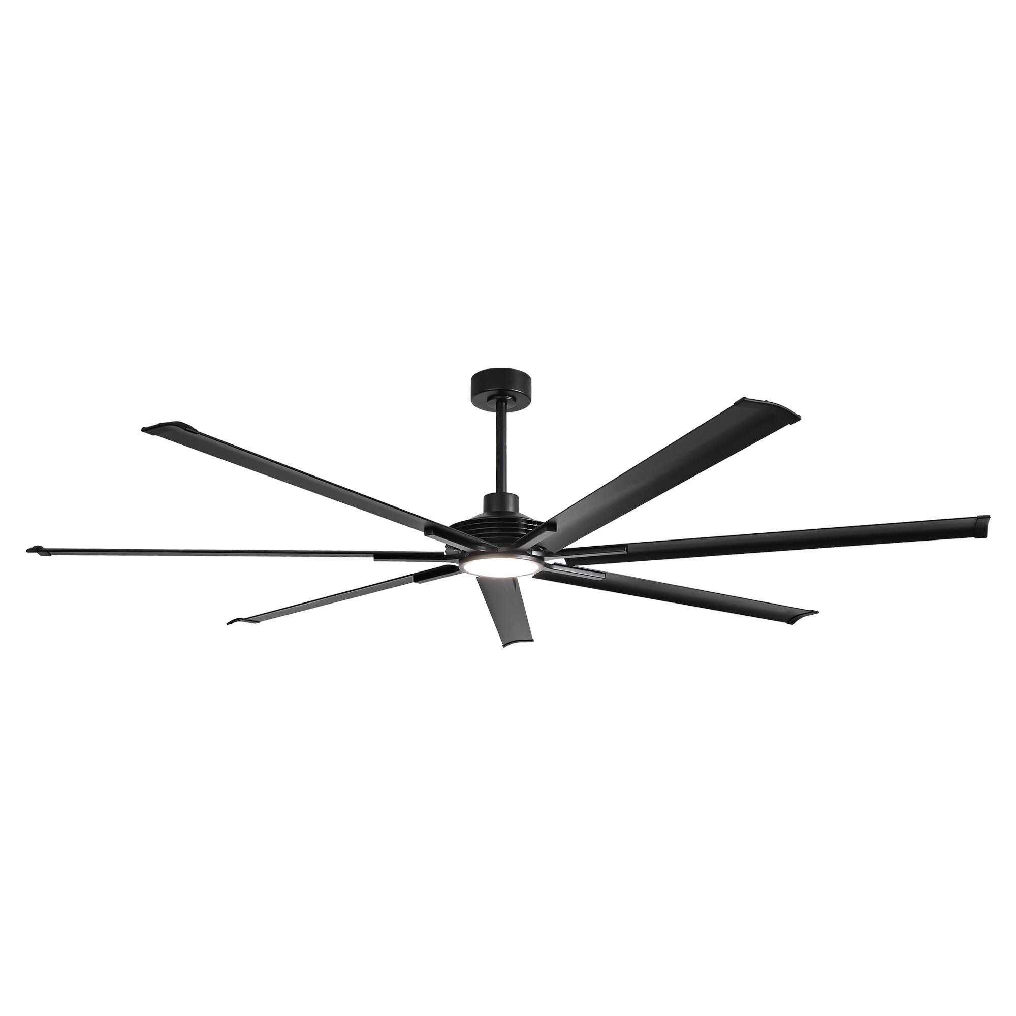 Alt View 2. Parrot Uncle - 84-inch Black Industrial Extra Large Commercial HVLS LED Ceiling Fan with 7 Aluminum Blades and Remote Control - Black.