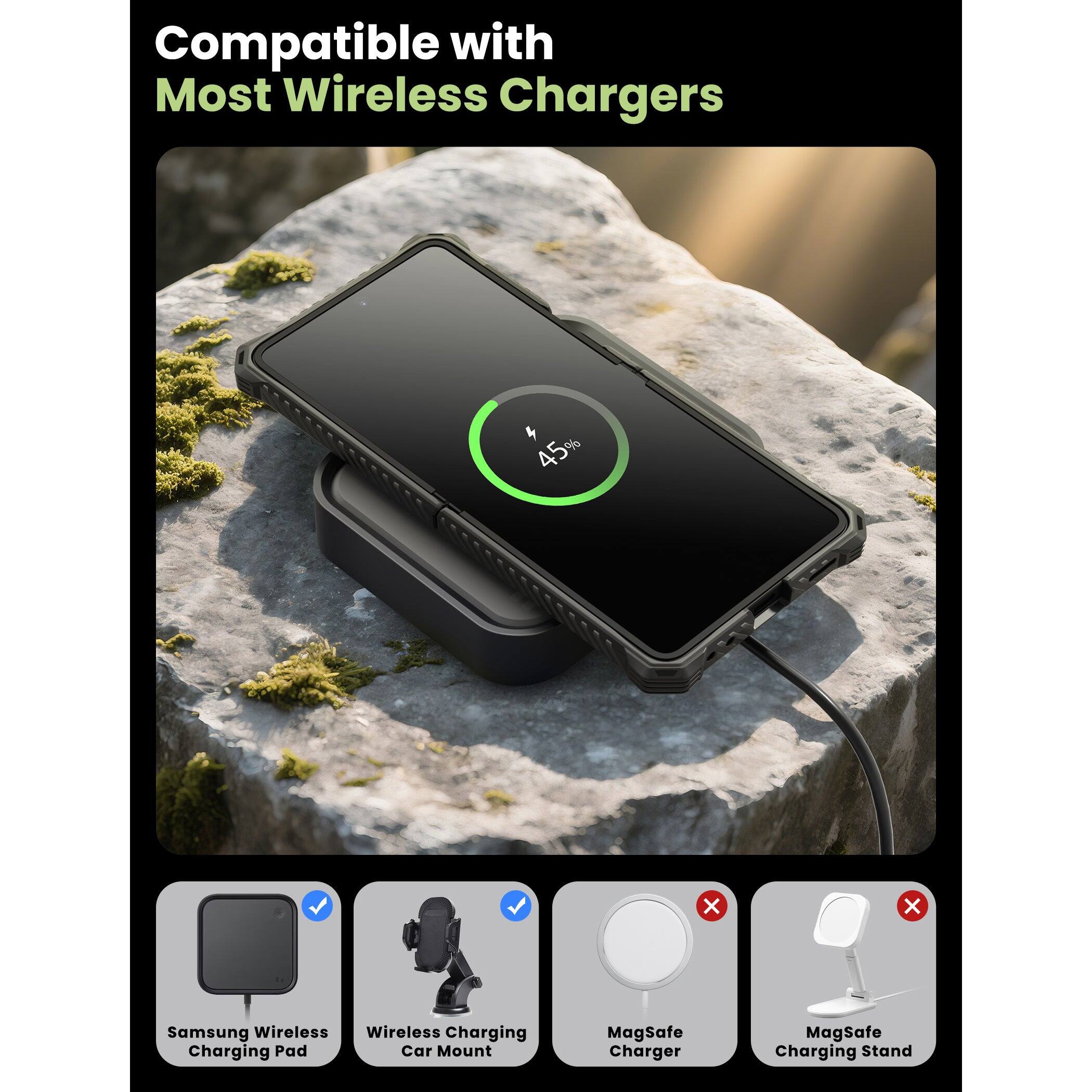 Alt View 8. i-Blason - i-Blason Armorbox Case for Samsung Z Flip7 – Kickstand, Screen Protector, Military-Grade - Dark Green.