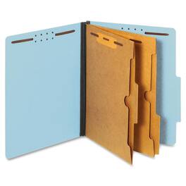Tops Business Forms - Pressboard Folders with Two Full-Pocket Dividers, 2.5" Expansion, 6 Fasteners, Letter Size, Light Blue, 10/Box