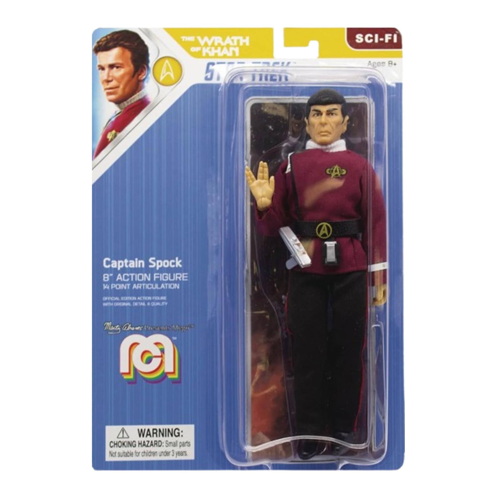 THE WRATH OF KHAN  
5 INCH SCI-FI  
Ages 8+  
Captain Spock  
8" ACTION FIGURE  
14 POINT ARTICULATION  
OFFICIAL LICENSED ACTION FIGURE  
WITH ORIGINAL DETAIL & QUALITY  
Made in China  
WARNING: CHOKING HAZARD: Small parts Not suitable for children under 3 years