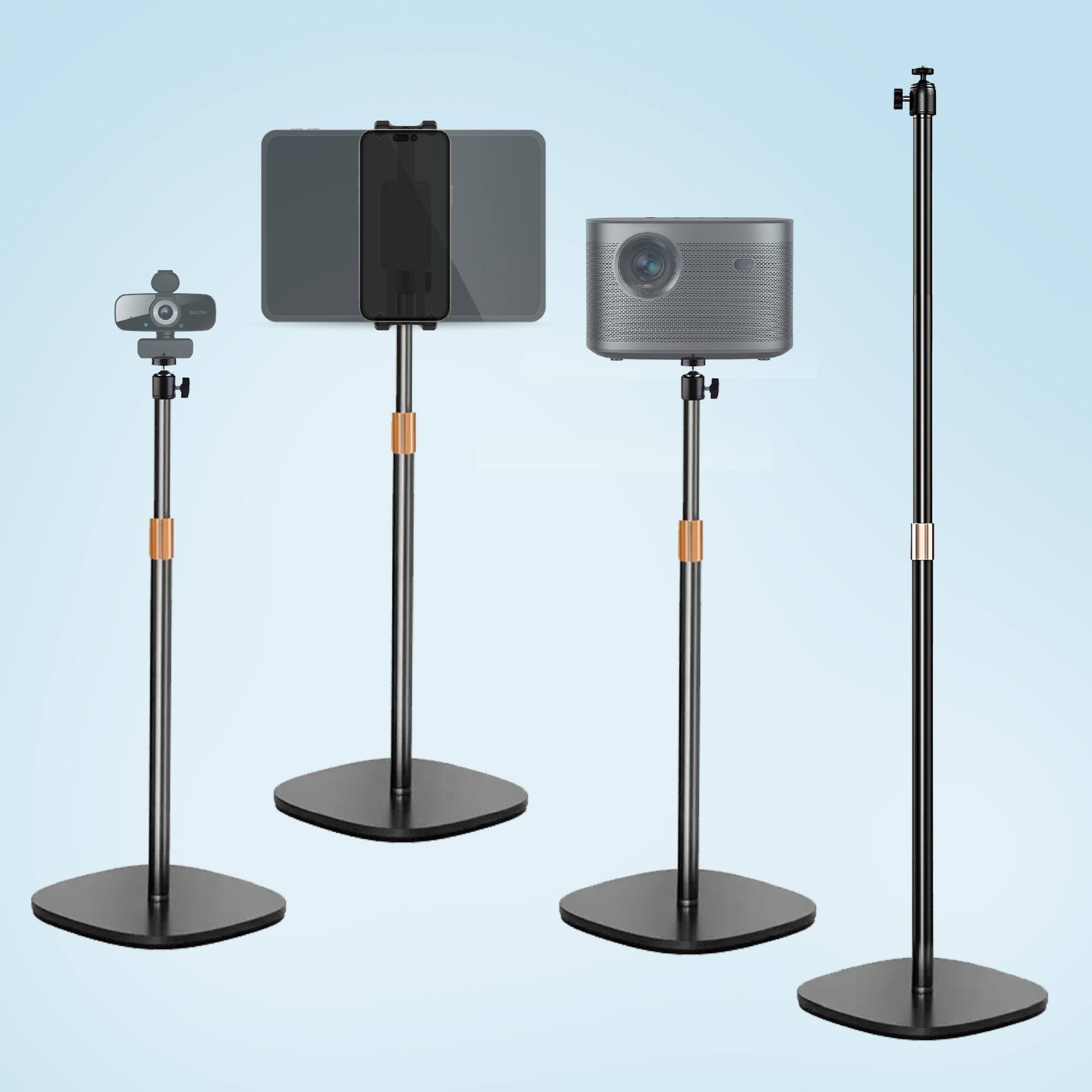 Alt View 4. Delton - Delton S190S Adjustable Webcam Floor Stand and Tablet Clip Holder Bundle, Black - Black.