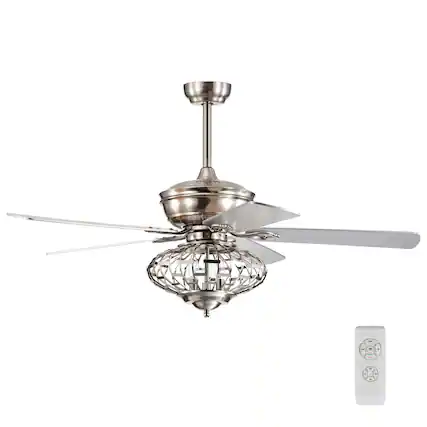 Front. Gymax - Gymax 52'' Ceiling Fan with Light Nickel Plated Color Wooden Blades w/Remote Control - Nickel Plated Color.