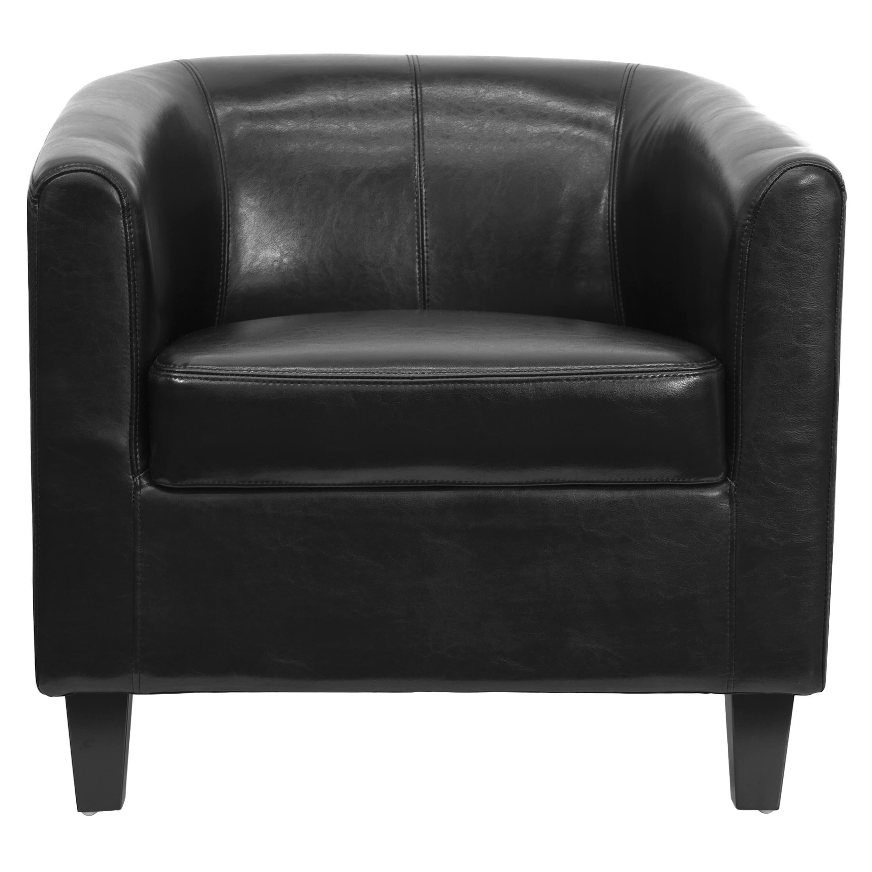 Alt View 7. Emma + Oliver - Faux Leather Lounge Chair with Sloping Arms - Black.
