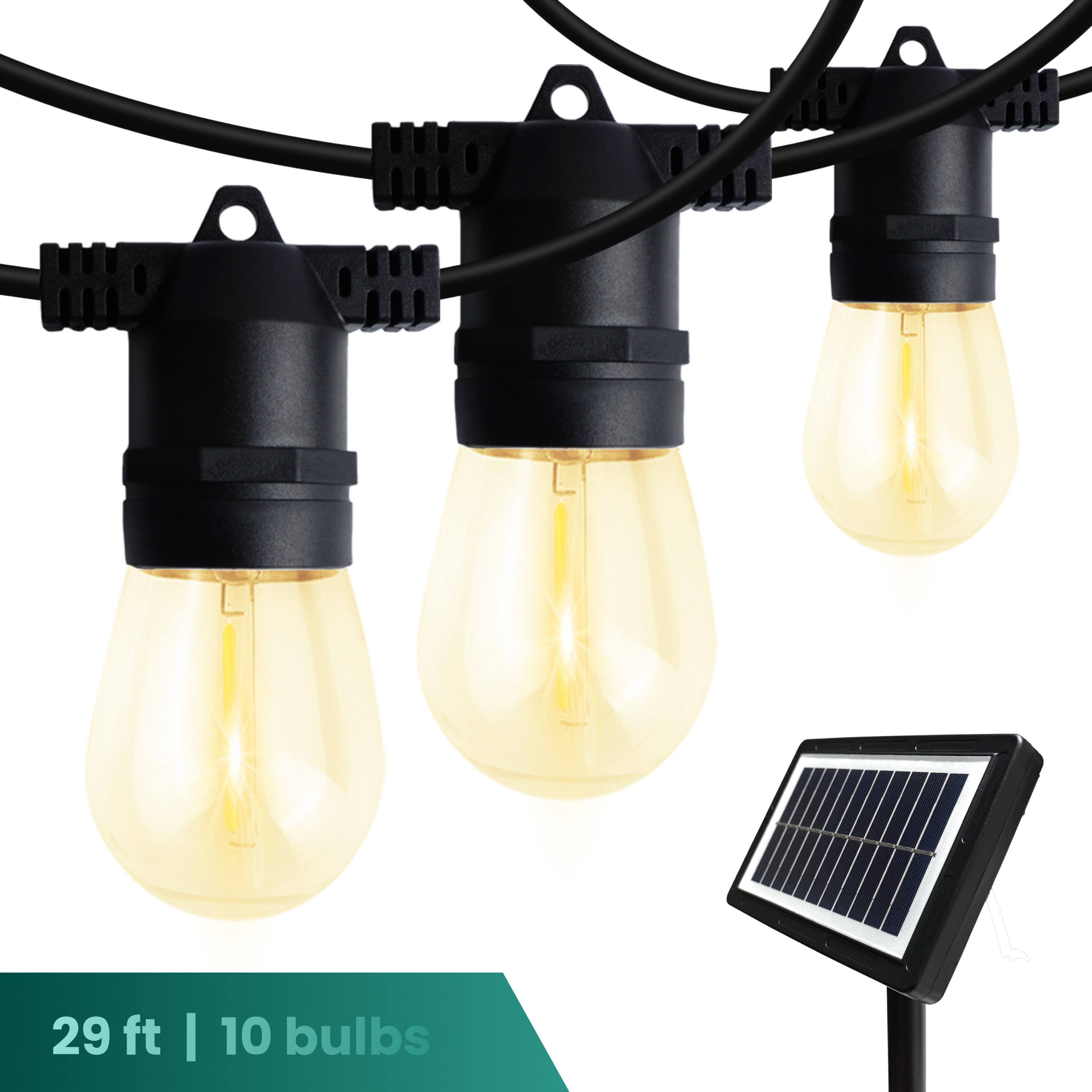 Front. Techko - Solar 10-Bulb LED String Lights - 29ft w/ USB Charging.