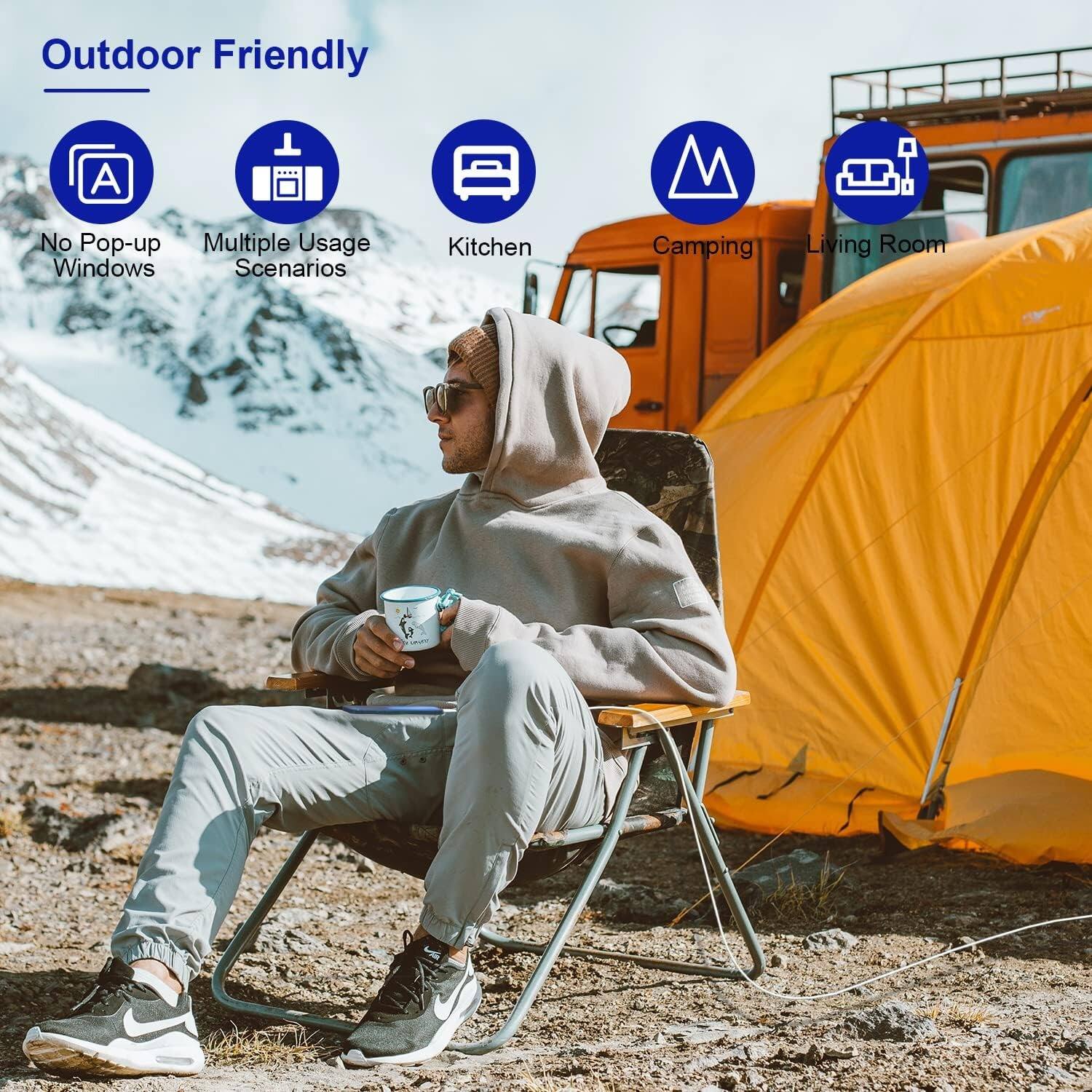 Outdoor Friendly

A
No Pop-up Windows
Multiple Usage Scenarios
Kitchen
Camping
Living Room