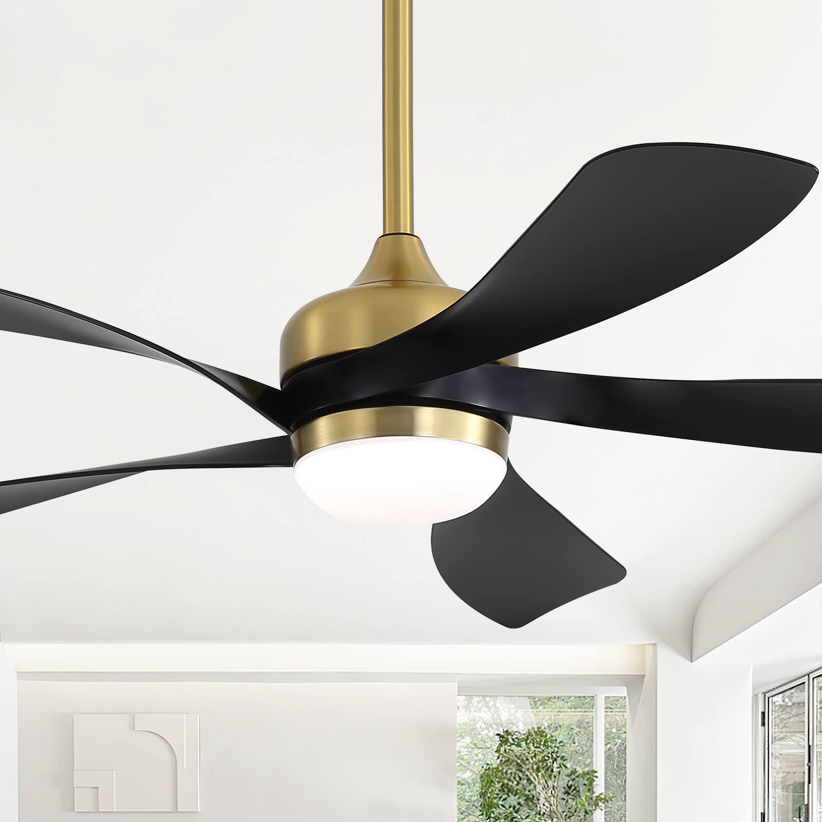Alt View 6. Sofucor - 52 Inch Ceiling Fan with Remote and Lights Quiet DC Motor 5 Blades High CFM Modern Bedroom Ceiling Fan - Gold-Black.