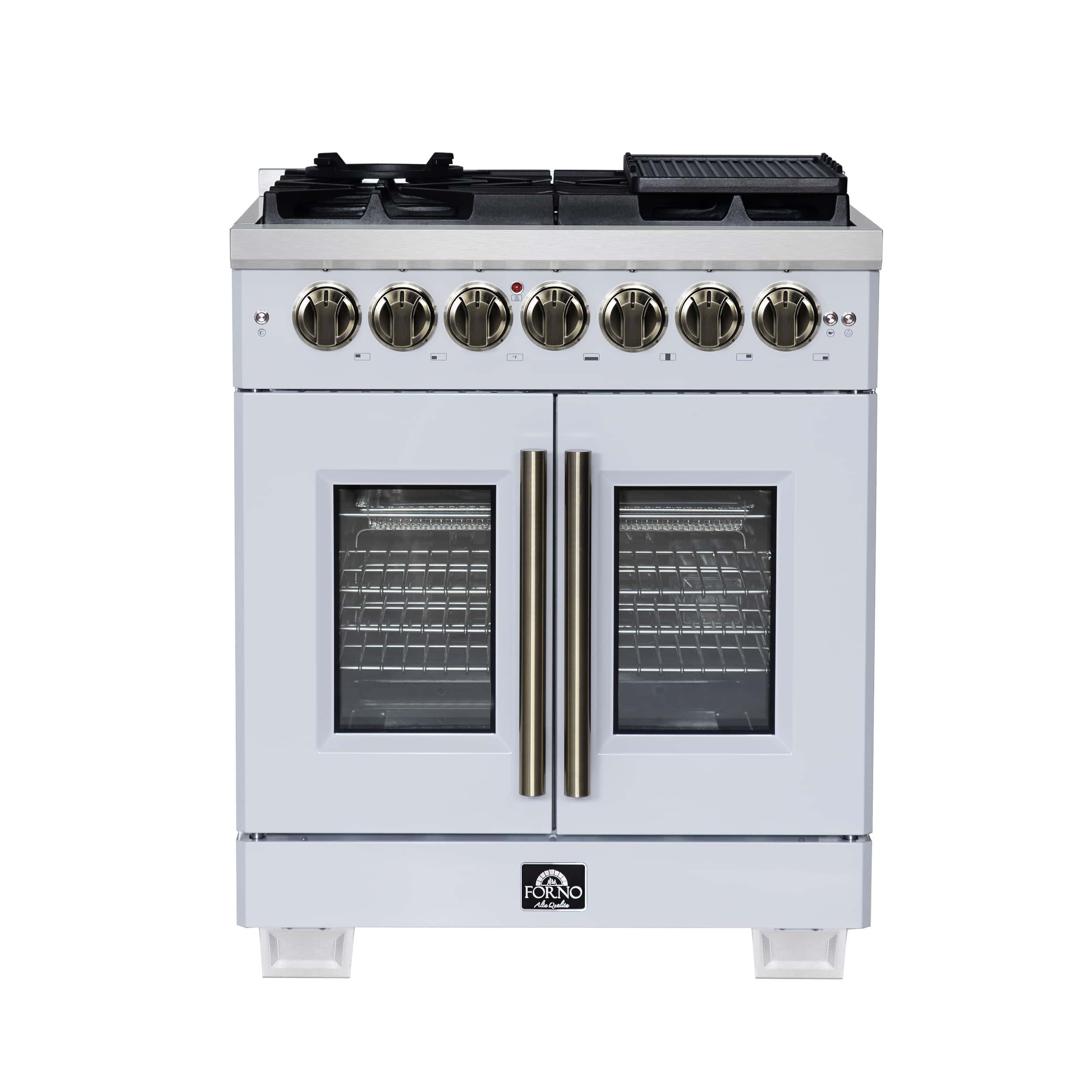Forno Appliances - Capriasca 4.32 Cu. Ft. Dual Fuel Range with French Door Design - White