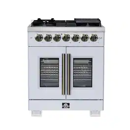 Forno Appliances - Capriasca 4.32 Cu. Ft. Dual Fuel Range with French Door Design - White