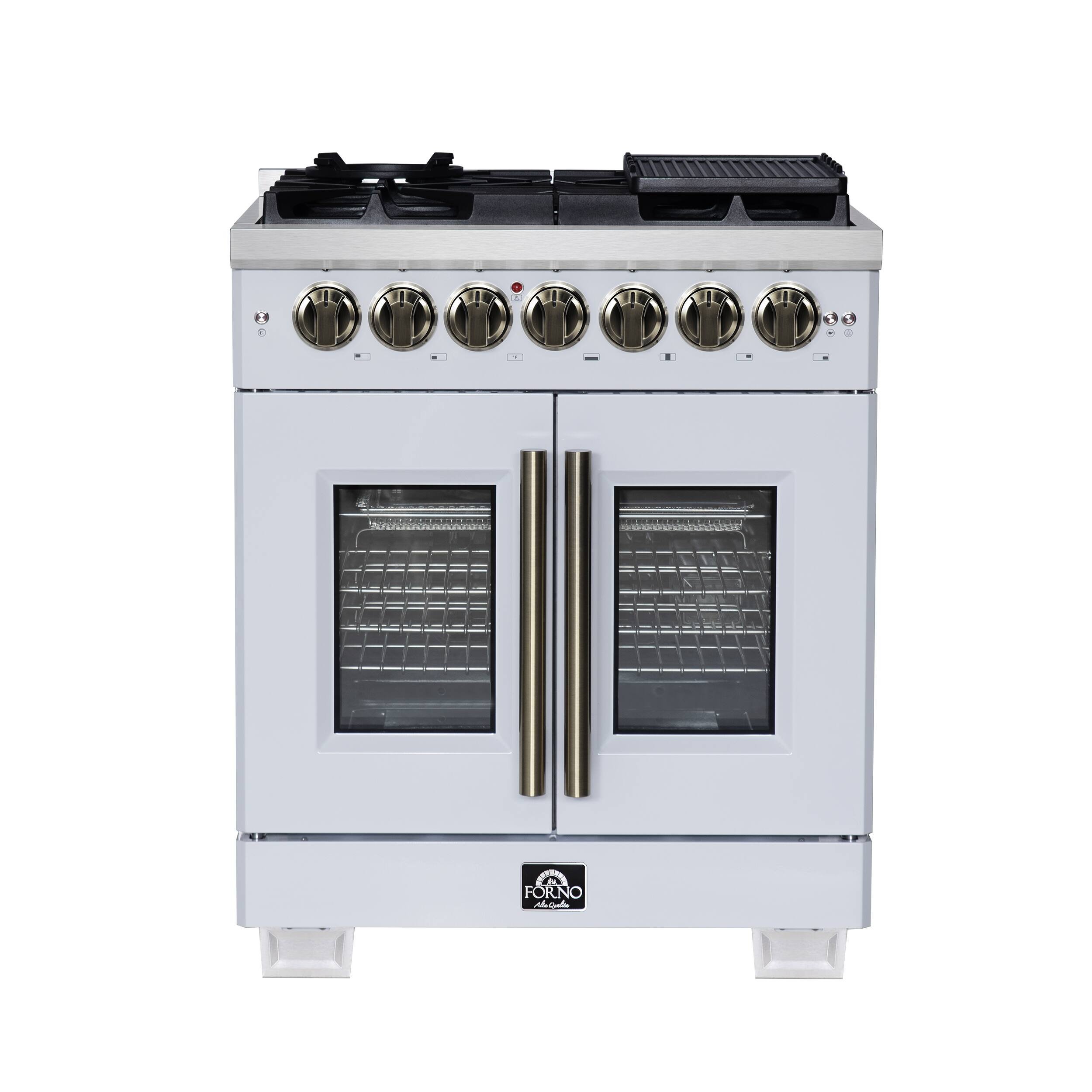 Front. Forno Appliances - Capriasca 4.32 Cu. Ft. Dual Fuel Range with French Door Design - White.